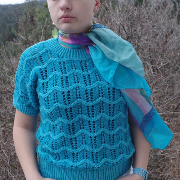 Knit Blue Sweater Spring Top - Picture 7 of 7